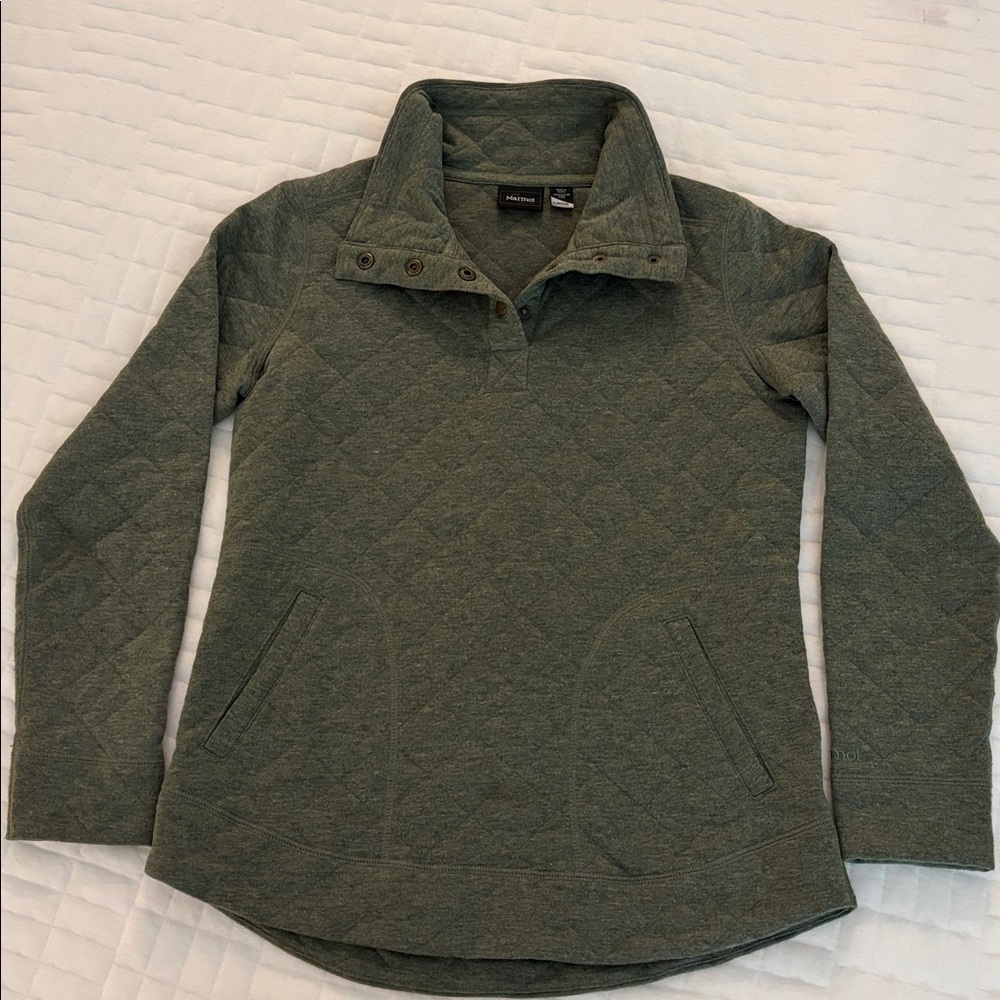 Marmot Roice Fleece Quilted Pullover Half Snap Green